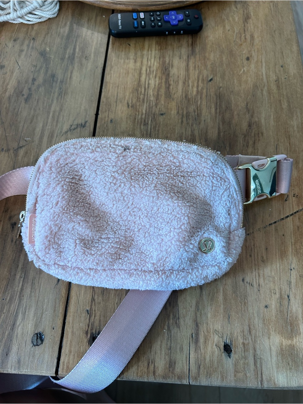 lululemon athletica Light Pink Sherpa Crossbody Belt Bag